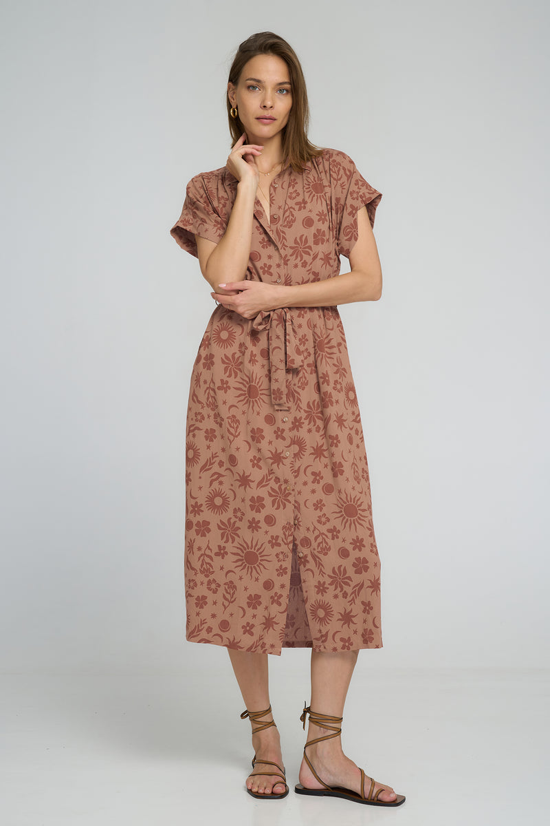 Detachable belt on Jolene Dress in Mystic Wisdom Rust