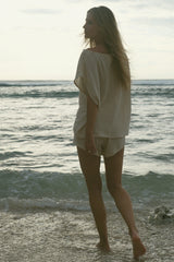 Lightweight cotton mesh beach cover-up top 