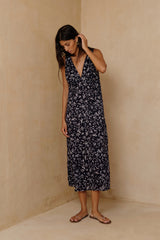 Relaxed cotton linen dress with soft drape and feminine shape