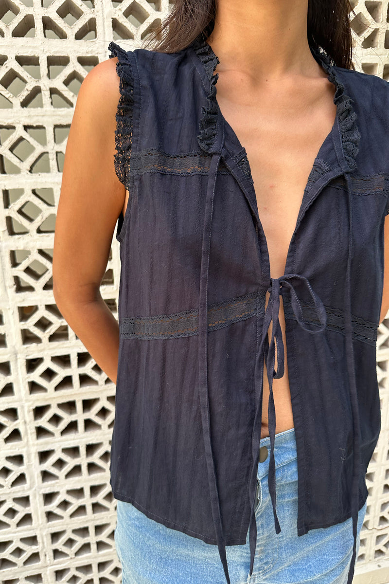 A close up of the Jupiter Top Navy by Lilya