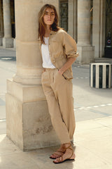 Side view of cotton utility pants