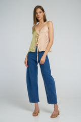 Silky cami top with adjustable tie shoulders by LILYA