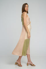Midi-length dress with adjustable shoulder ties by LILYA