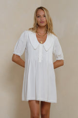 LILYA Gaia Lace Mini Dress in Ivory front view