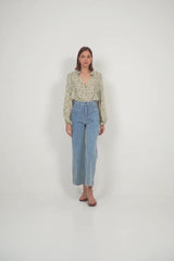 Full-length view of 70s-inspired Molly Denim Jean by LILYA