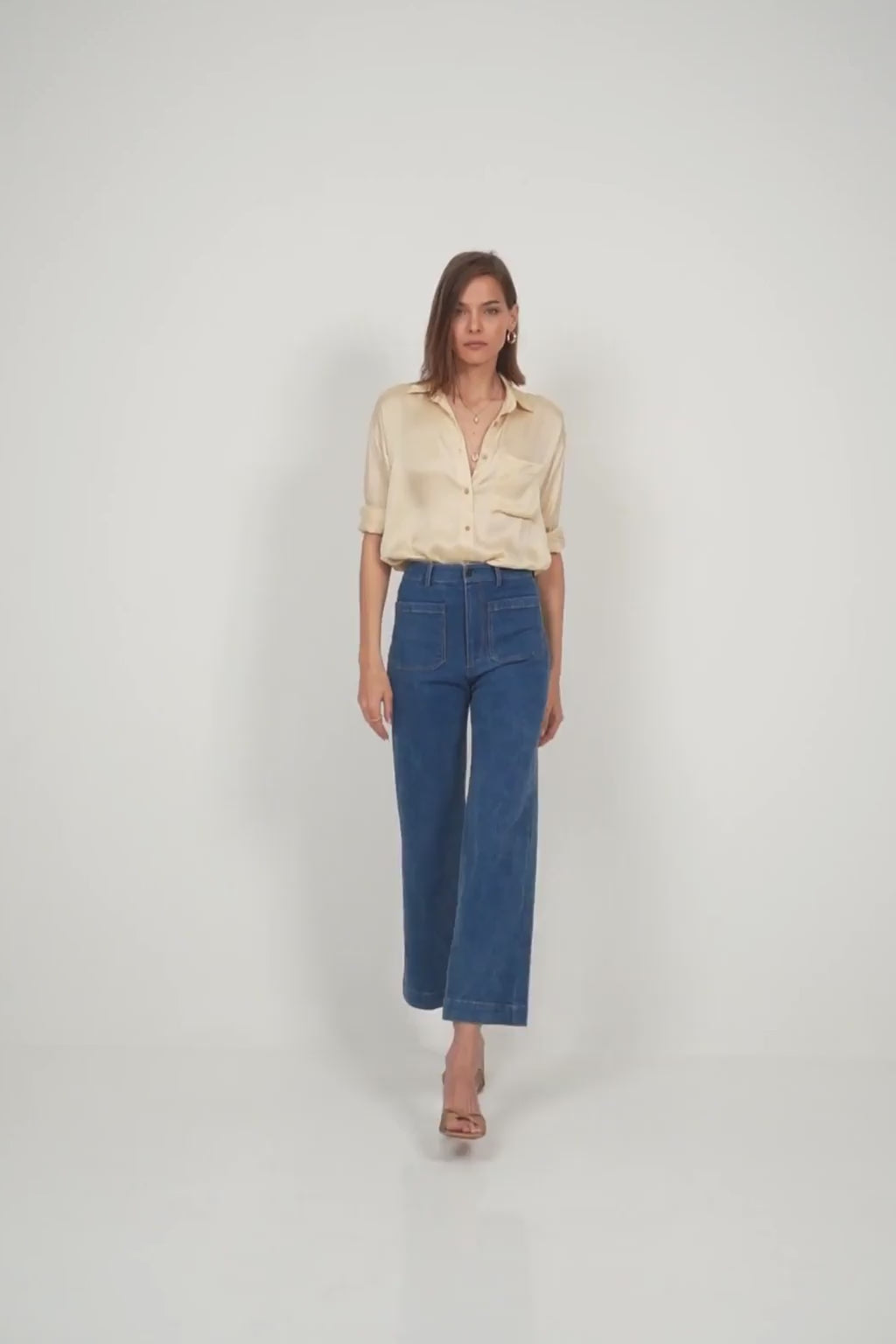 Elegant day-to-night butter yellow shirt with a fluid drape