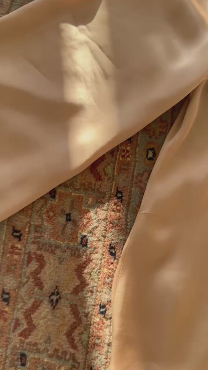 Video of pink silky satin viscose top