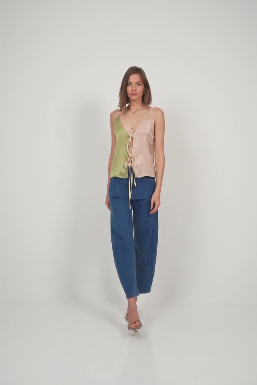 LILYA Peony Cami styled with tie front detail
