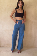 Timeless women’s denim with clean lines and soft structure