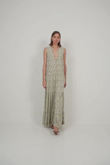 A model wearing a floral maxi dress for Summer