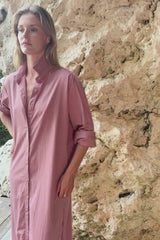 Video showing details of the womens stripe shirt dress