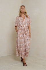 Full-length view of printed maxi dress by LILYA