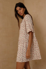 Easy feminine dress with soft drape and relaxed silhouette 