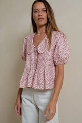 Soft puff sleeve floral top designed for comfort and easy movement