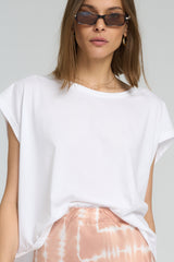 Relaxed boxy fit white cotton t-shirt with wider neckline