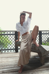 Easy flowing maxi skirt with lightweight rayon fabrication