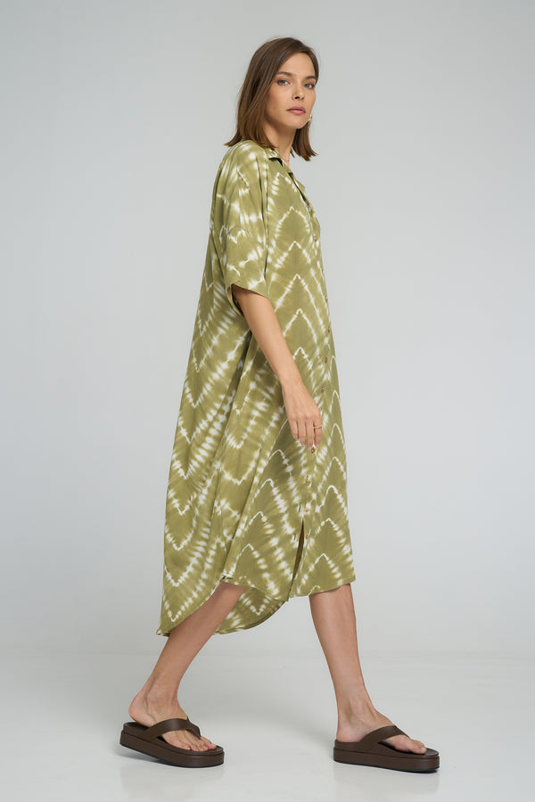 Georgie Shirt Dress in Celestial Tie Dye front view