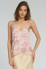 Silk-look cami with romantic floral pattern