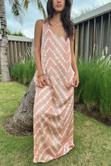 Girl wearing safran dress as resortwear maxi dress