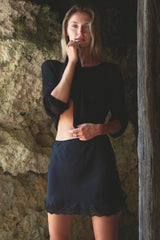 Womena wearing a comfortable mini skirt with coverage not too short