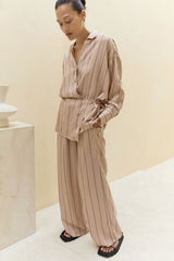 Soft pink striped wide-leg pants by LILYA