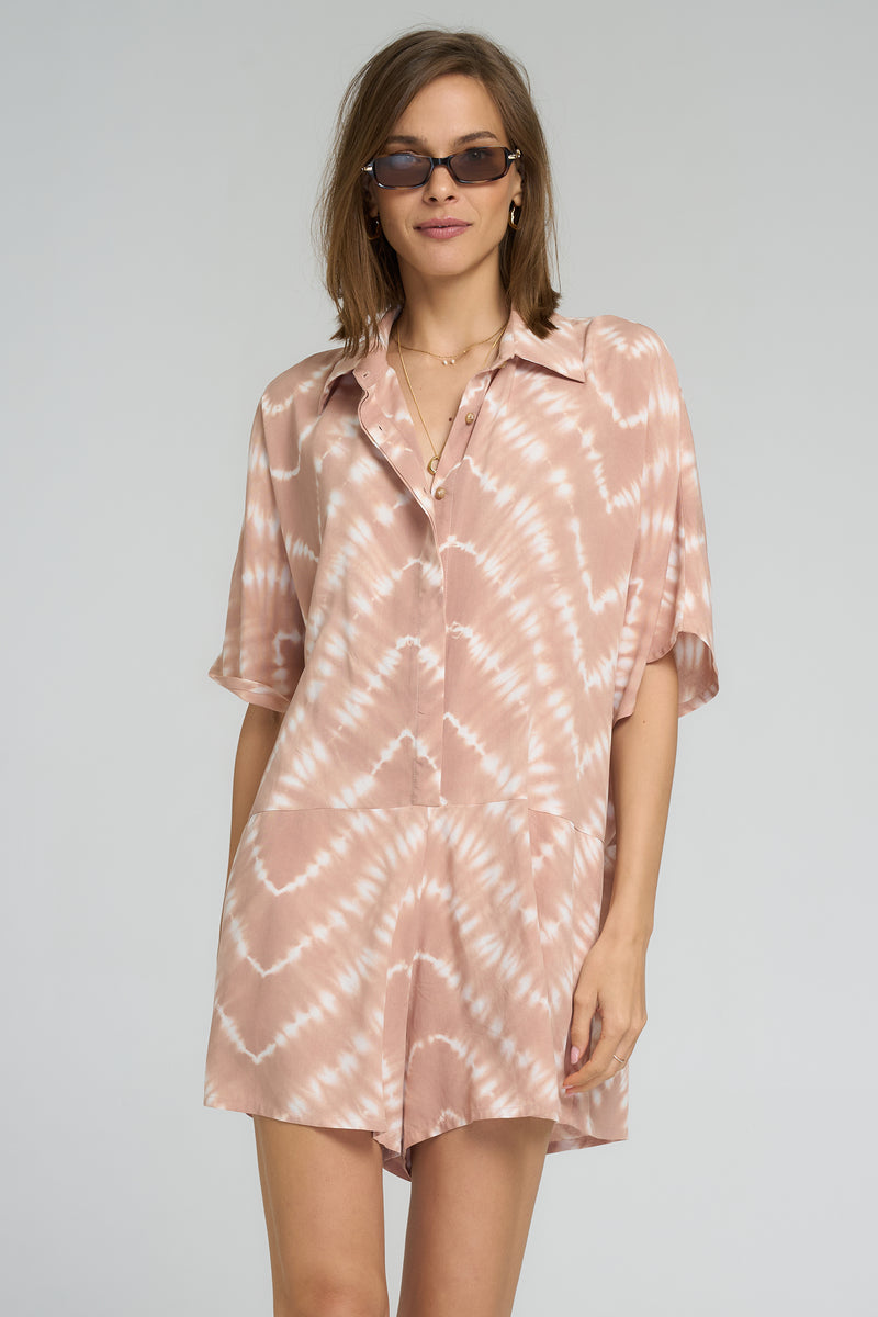 Mid-thigh length detail of the Del Rio Playsuit with casual styling