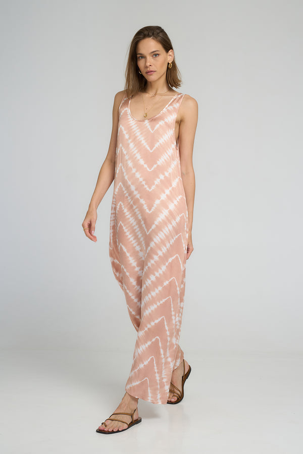 Front view of Safran Maxi Dress in Celestial Tie Dye by LILYA