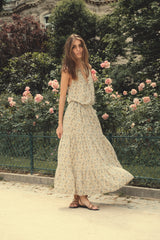 Side view of the Calvi Dress Fleur Des Champs by Lilya
