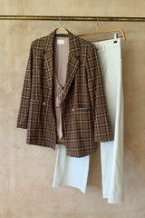 Breathable cotton blazer layered casually for Australian autumn weather
