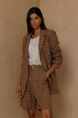 Double-breasted cotton blazer with relaxed fit and soft structure