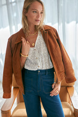 Boxy fit suede jacket with panel detailing