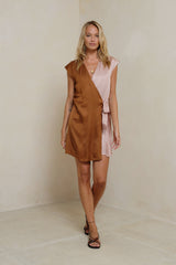 Wrap mini dress with V-neckline and side tie by LILYA