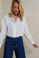 Amina Blouse in white Cotton Broderie Anglais