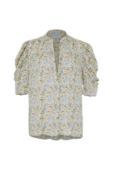 Close up of the Woodford floral blouse by Lilya for summer