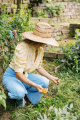 Woodford Top in Yarrow Yellow with soft puff sleeves and a button-through front.