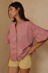 Charm Stripe Knit Shorts in Sunshine Yellow