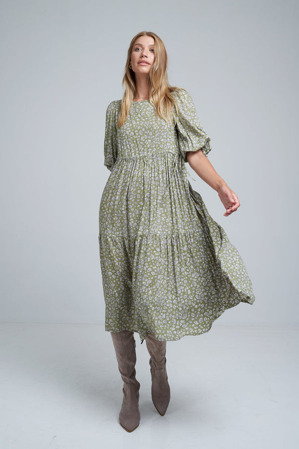 Bonita Dress - Peridot Green Print