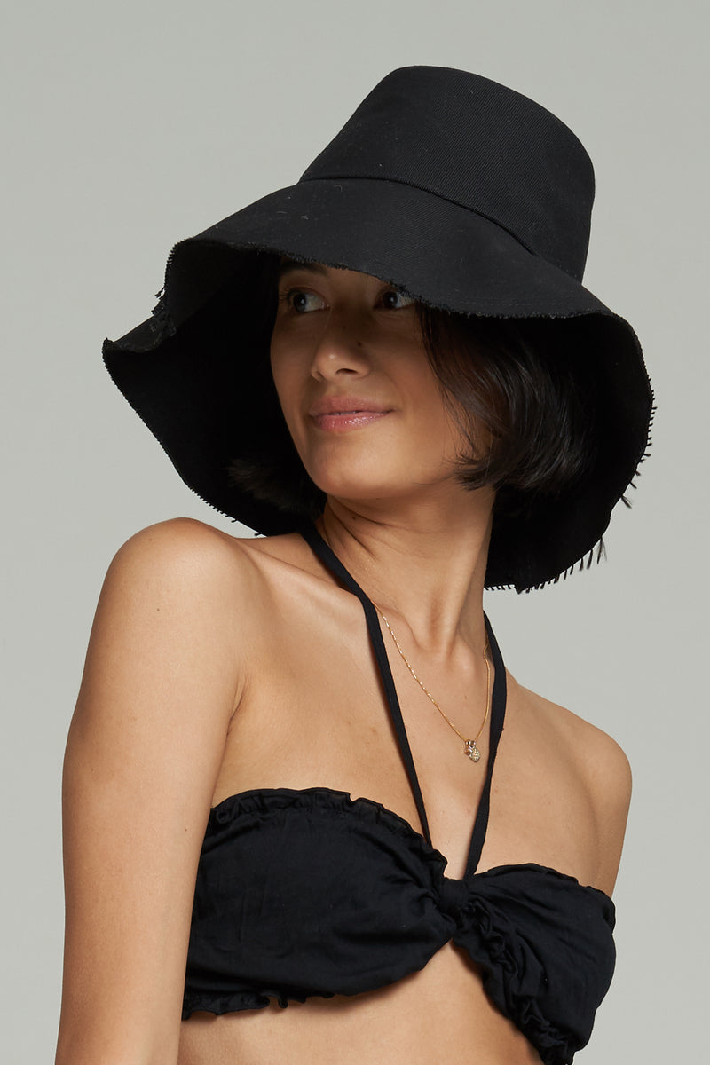 Side View of Black Bucket Hat by LILYA